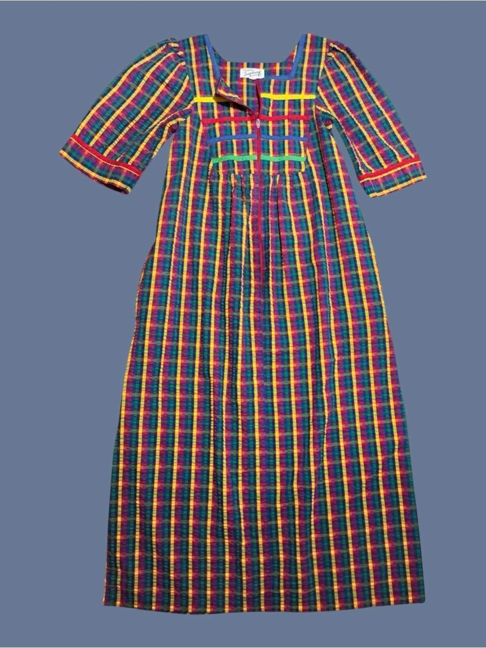 Vintage Styled by Saybury Small Rainbow Plaid Maxi Dress